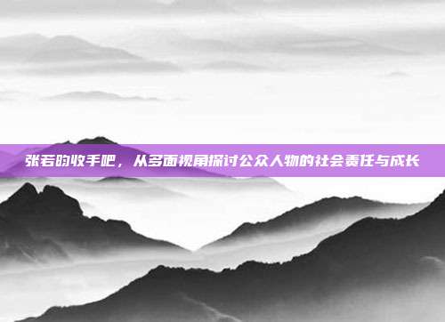 张若昀收手吧，从多面视角探讨公众人物的社会责任与成长